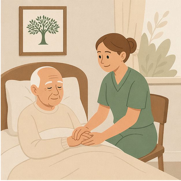 Green Haven caregiver offering compassionate support to patient